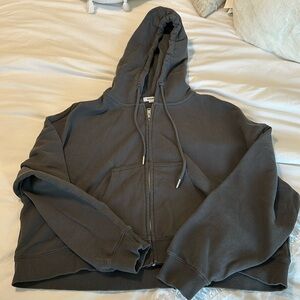 Garage Charcoal Zip Up Cropped oversized